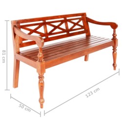 vidaXL Panca Batavia 123 cm in Legno Massello di Mogano Marrone Scuro