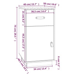    Armadietto da Scrivania Nero 40x50x75 cm Legno Massello Pino