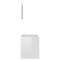    Set Mobili da Bagno 2 pz Bianco Lucido in Truciolato