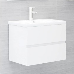    Set Mobili da Bagno 2 pz Bianco Lucido in Truciolato