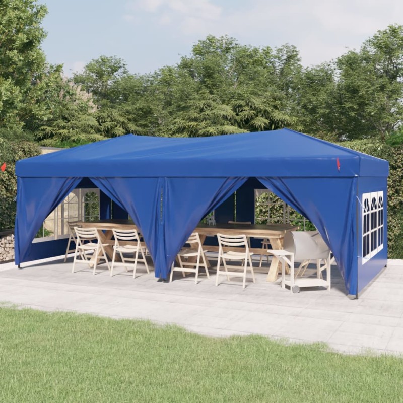 Tenda per Feste Pieghevole con Pareti Laterali Blu 3x6 m