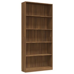    Libreria 5 Ripiani Rovere Marrone 80x24x175cm Legno ingegnerizzato