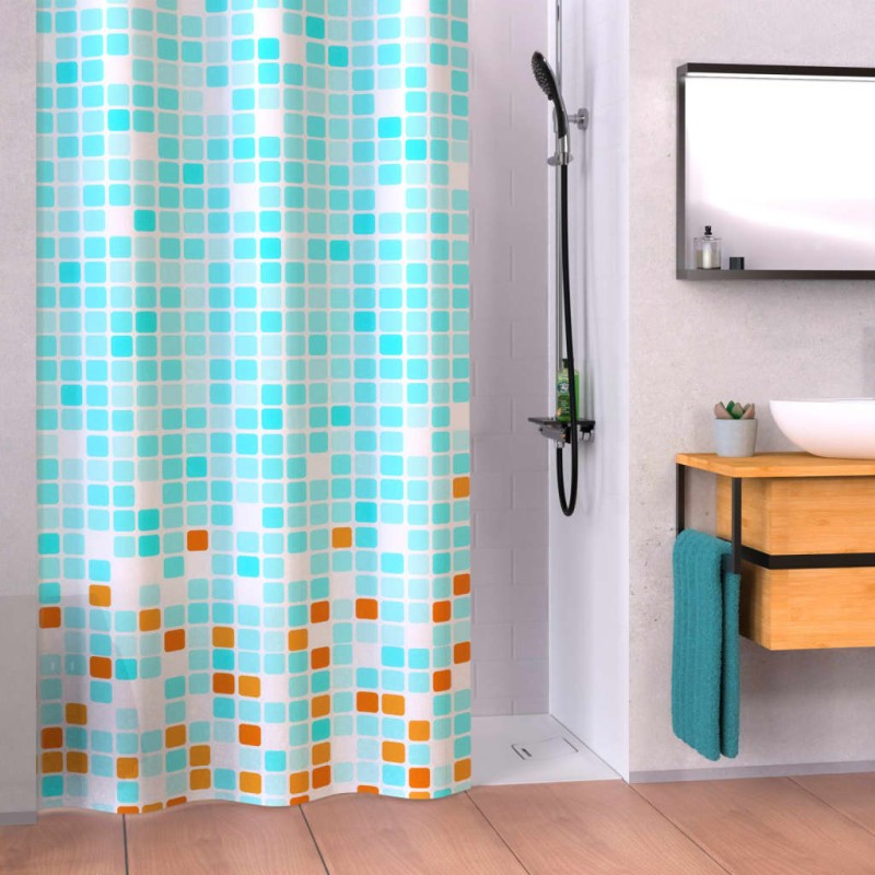 EISL Tenda da Doccia con Mosaico Blu-Arancio 200x180x0,2 cm