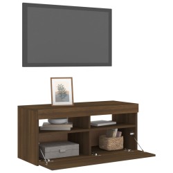    Mobile Porta TV con Luci LED Rovere Marrone 90x35x40 cm