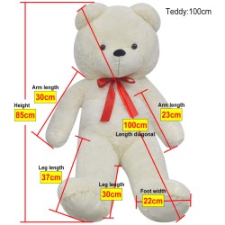 vidaXL Orsacchiotto di Peluche XXL Bianco 85 cm 