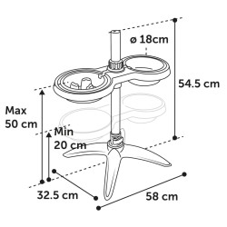 FLAMINGO Supporto con Ciotole Suvi M 1100 ml e 1500 ml Grigio