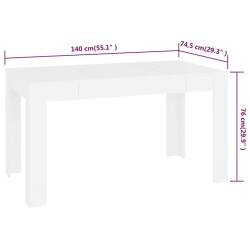 vidaXL Tavolo da Pranzo Bianco 140x74,5x76 cm in Legno ingegnerizzato