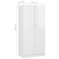 vidaXL Armadio Bianco Lucido 82,5x51,5x180 cm in Truciolato