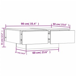 vidaXL Tavolino da Caffè Rovere Sonoma 90x60x31 cm in Truciolato