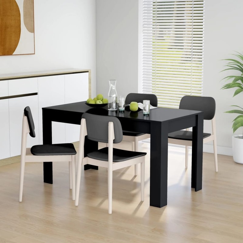 vidaXL Tavolo da Pranzo Nero 140x74,5x76 cm in Truciolato