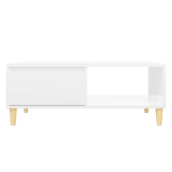 vidaXL Tavolino da Salotto Bianco Lucido 90x60x35 cm in Truciolato