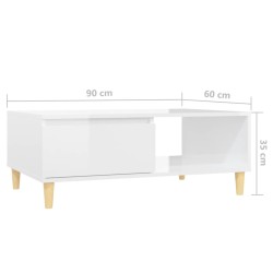 vidaXL Tavolino da Salotto Bianco Lucido 90x60x35 cm in Truciolato