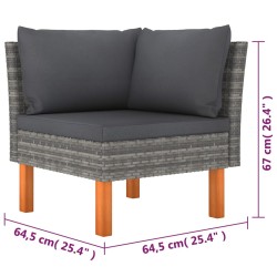    Set Divani da Giardino 6 pz con Cuscini in Polyrattan Grigio