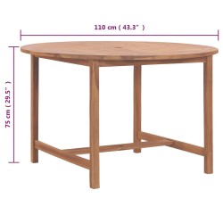    Tavolo da Pranzo da Giardino Ø110x75 cm Legno Massello di Teak