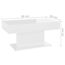 vidaXL Tavolino da Salotto Bianco Lucido 96x50x45 cm in Truciolato