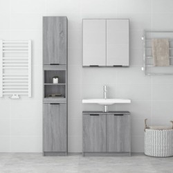 Set Mobili da Bagno 3 pz Grigio Sonoma in Legno Ingegnerizzato