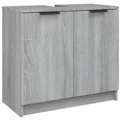 Set Mobili da Bagno 3 pz Grigio Sonoma in Legno Ingegnerizzato