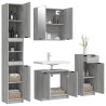 Set Mobili da Bagno 4 pz Grigio Sonoma in Legno Ingegnerizzato