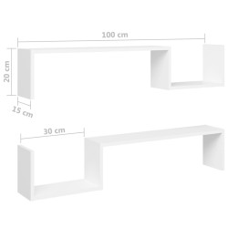 vidaXL Mensole a Muro 2 pz Bianche 100x15x20 cm in Legno ingegnerizzato