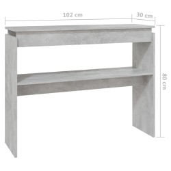 vidaXL Tavolo Consolle Grigio Cemento 102x30x80 cm in Truciolato