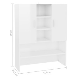 vidaXL Mobile per Lavatrice Bianco Lucido 70,5x25,5x90 cm