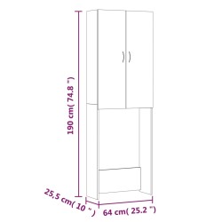 vidaXL Mobile per Lavatrice Bianco Lucido 64x25,5x190 cm