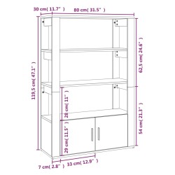    Credenza Nera 80x30x119,5 cm in Legno Ingegnerizzato