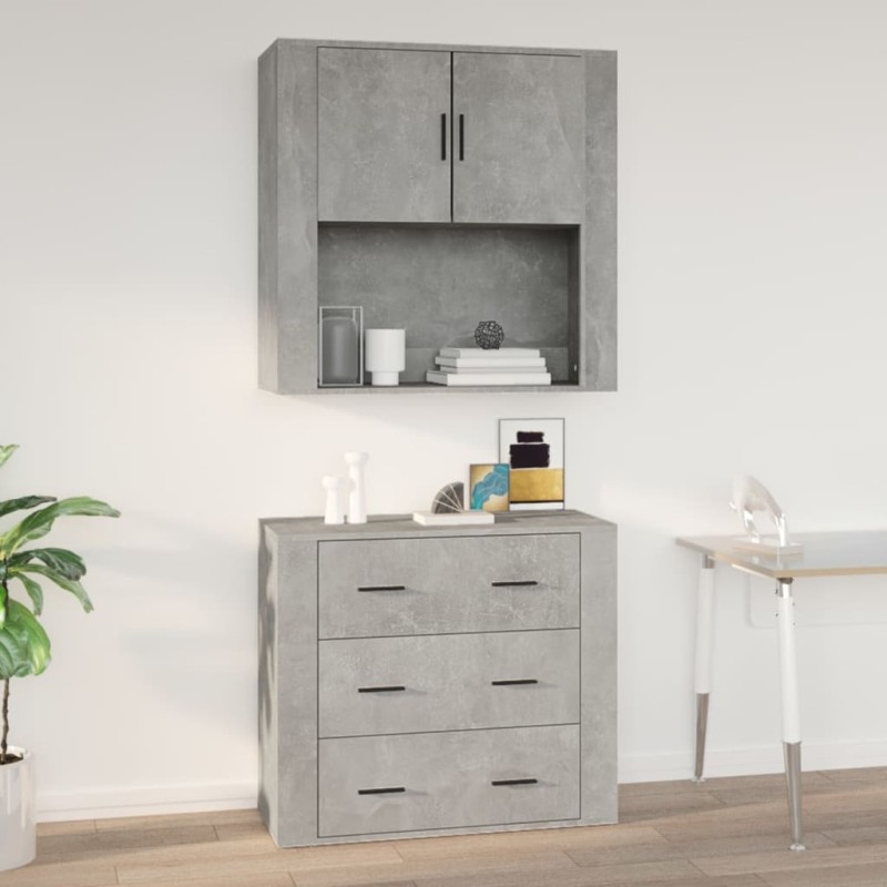    Mobile a Parete Grigio Cemento 80x33x80 cm in Legno Ingegnerizzato