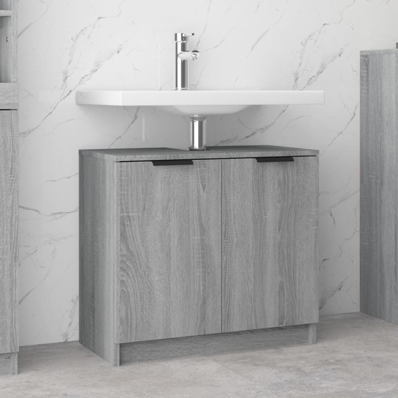    Mobile Bagno Grigio Sonoma 64,5x33,5x59 cm in Legno Ingegnerizzato