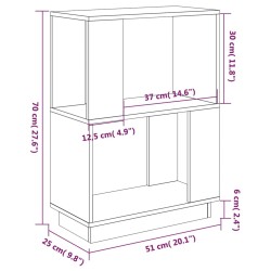    Libreria/Divisorio Nero 51x25x70 cm in Legno Massello di Pino