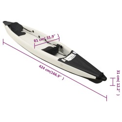 vidaXL Kayak Gonfiabile Nero 424x81x31 cm in Poliestere