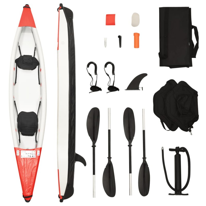 vidaXL Kayak Gonfiabile Rosso 424x81x31 cm in Poliestere