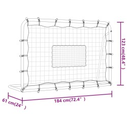 vidaXL Porta Calcio con Rete Bianca e Nera 184x61x123 cm Acciaio e PE