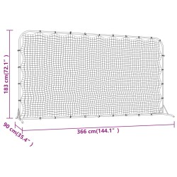 vidaXL Rete Rimbalzante da Calcio Nera 366x90x183 cm HDPE