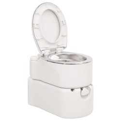 vidaXL Toilette Integrata da Campeggio Bianca 24x17 L HDPE e Acciaio      