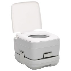 vidaXL Toilette da Campeggio Portatile Grigia e Bianca 10+10 L in HDPE