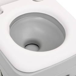 vidaXL Toilette da Campeggio Portatile Grigia e Bianca 10+10 L in HDPE