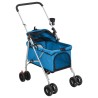 vidaXL Passeggino per Cani Pieghevole Blu 76x50x100cm Tessuto Oxford