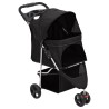 vidaXL Passeggino per Cani Pieghevole Nero 80x46x98cm Tessuto Oxford