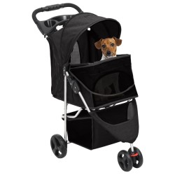 vidaXL Passeggino per Cani Pieghevole Nero 80x46x98cm Tessuto Oxford