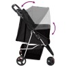 vidaXL Passeggino per Cani Pieghevole Nero 80x46x98cm Tessuto Oxford