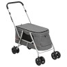 vidaXL Passeggino Cani Pieghevole Grigio 100x49x96cm Tessuto di Lino