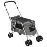 vidaXL Passeggino Cani Pieghevole Grigio 100x49x96cm Tessuto di Lino