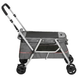 vidaXL Passeggino Cani Pieghevole Grigio 100x49x96cm Tessuto di Lino