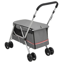 vidaXL Passeggino Cani Pieghevole Grigio 100x49x96cm Tessuto di Lino