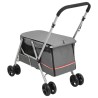 vidaXL Passeggino Cani Pieghevole Grigio 100x49x96cm Tessuto di Lino