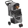 vidaXL Passeggino per Cani Pieghevole Grigio 80x46x98cm Tessuto Oxford