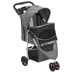 vidaXL Passeggino per Cani Pieghevole Grigio 80x46x98cm Tessuto Oxford