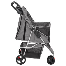 vidaXL Passeggino per Cani Pieghevole Grigio 80x46x98cm Tessuto Oxford