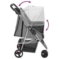 vidaXL Passeggino per Cani Pieghevole Grigio 80x46x98cm Tessuto Oxford